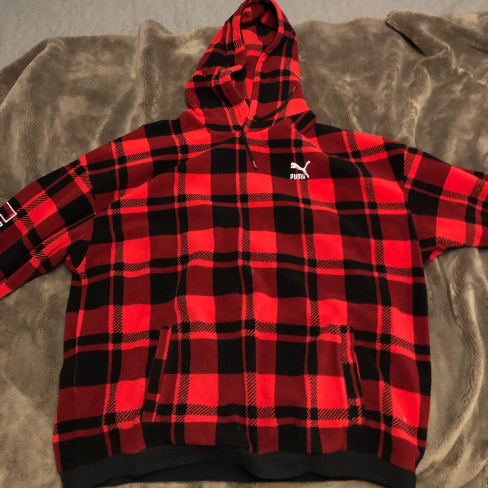 Puma branded plaid sweatshirt